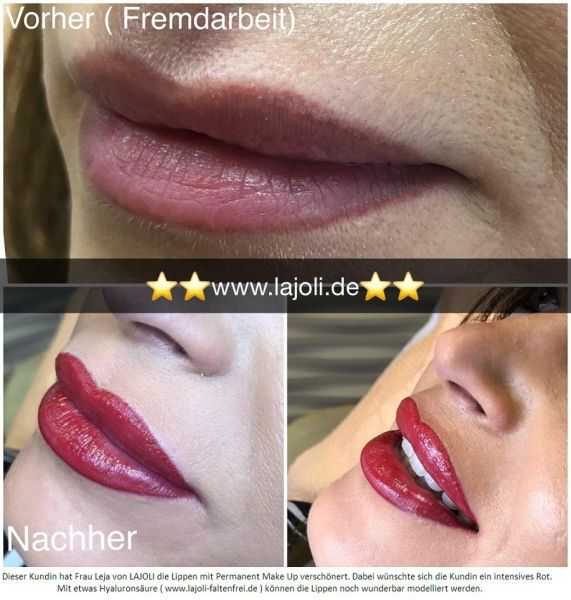 Lippen Permanent Make-Up von LAJOLI Frau Leja und Lippen aufspritzen mit Hyaluronsäure - Hamburg