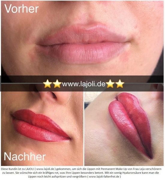 Lippen Permanent Make Up Bilder von Manuela Leja und Lippen aufspritzen mit Hyaluronsäure