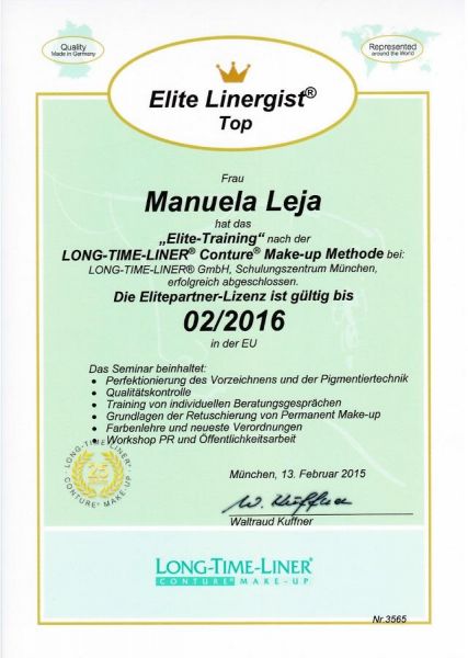 Permanent Make Up Elite-Schulung bei LONG-TIME-LINER® - LAJOLI Permanent Make Up Manuela  Leja 2016