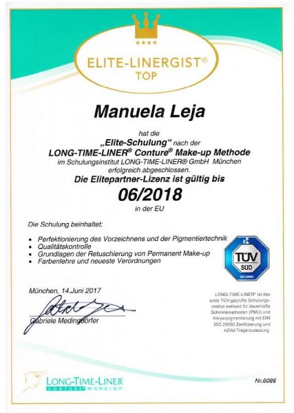 Permanent Make Up Elite-Schulung bei LONG-TIME-LINER® - LAJOLI Permanent Make Up Manuela  Leja 2018