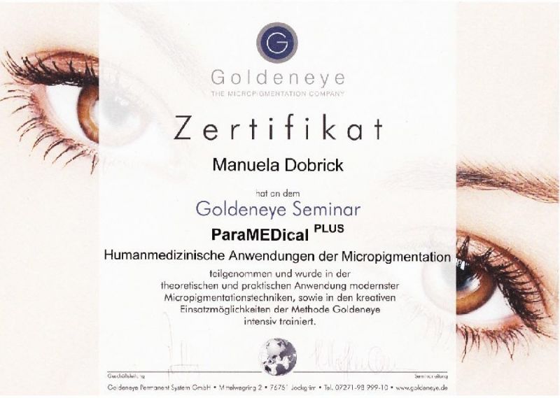 Humanmedizinische Micropigmentierung - Seminar Paramedical bei Goldeneye - LAJOLI Permanent Make Up Manuela Leja